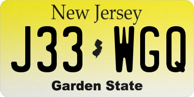 NJ license plate J33WGQ