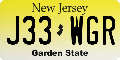 NJ license plate J33WGR