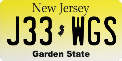 NJ license plate J33WGS