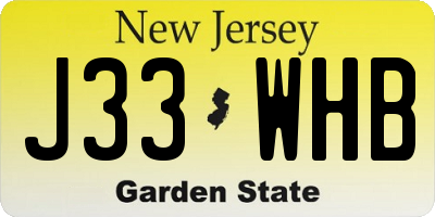 NJ license plate J33WHB