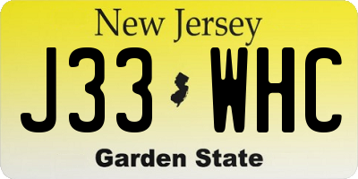 NJ license plate J33WHC