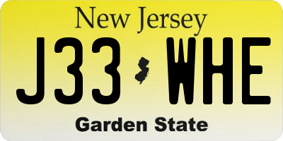 NJ license plate J33WHE
