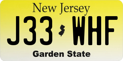 NJ license plate J33WHF