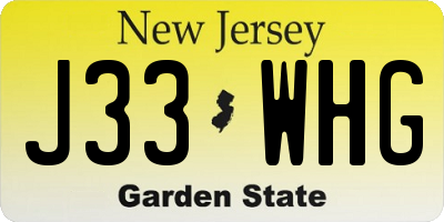 NJ license plate J33WHG