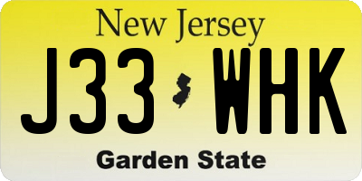 NJ license plate J33WHK