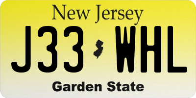 NJ license plate J33WHL