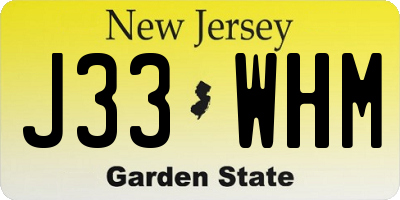 NJ license plate J33WHM