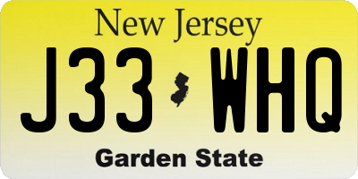 NJ license plate J33WHQ