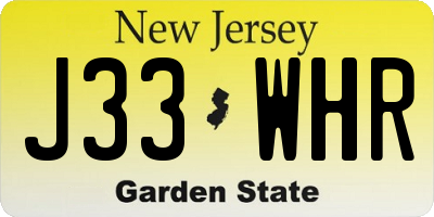 NJ license plate J33WHR