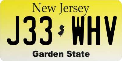 NJ license plate J33WHV