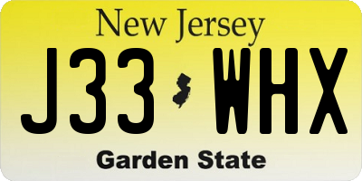 NJ license plate J33WHX
