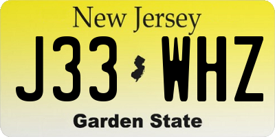 NJ license plate J33WHZ
