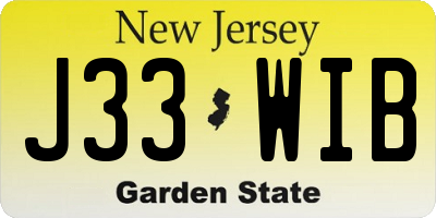 NJ license plate J33WIB