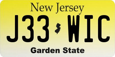 NJ license plate J33WIC