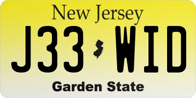 NJ license plate J33WID
