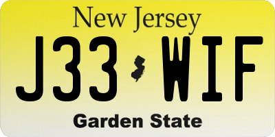 NJ license plate J33WIF