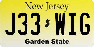 NJ license plate J33WIG