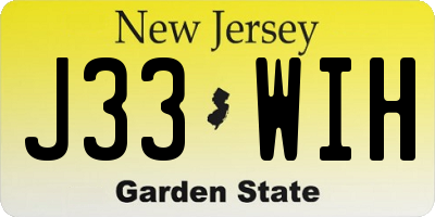 NJ license plate J33WIH