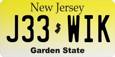 NJ license plate J33WIK