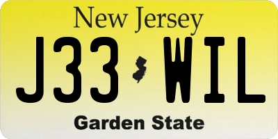NJ license plate J33WIL