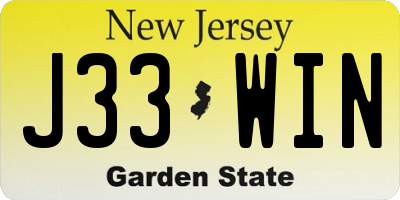 NJ license plate J33WIN