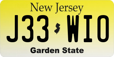 NJ license plate J33WIO