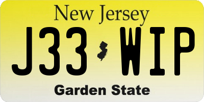 NJ license plate J33WIP