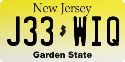 NJ license plate J33WIQ