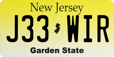 NJ license plate J33WIR