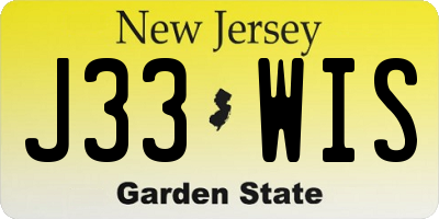 NJ license plate J33WIS