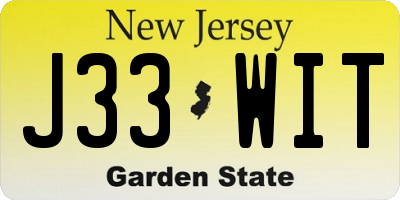 NJ license plate J33WIT