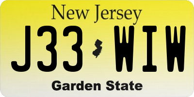 NJ license plate J33WIW
