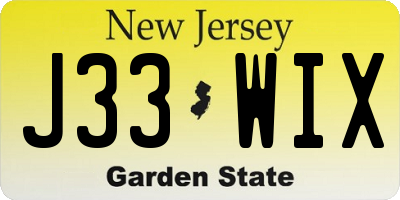 NJ license plate J33WIX