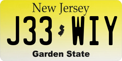 NJ license plate J33WIY
