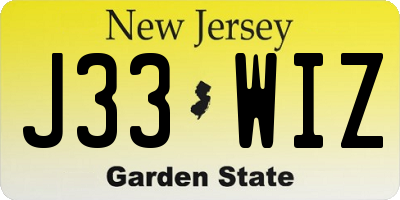 NJ license plate J33WIZ
