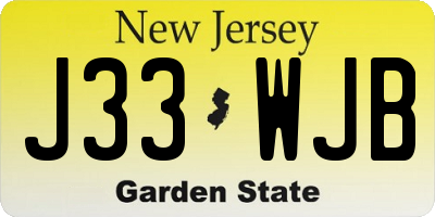 NJ license plate J33WJB