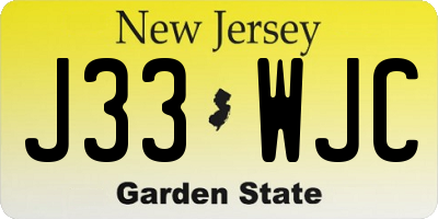 NJ license plate J33WJC