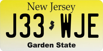 NJ license plate J33WJE