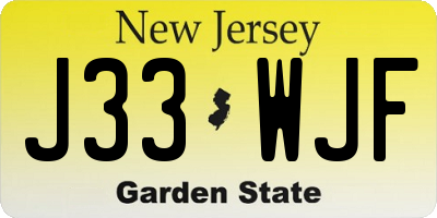 NJ license plate J33WJF