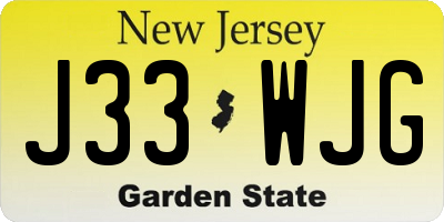 NJ license plate J33WJG