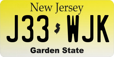 NJ license plate J33WJK