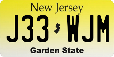 NJ license plate J33WJM