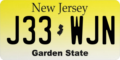 NJ license plate J33WJN
