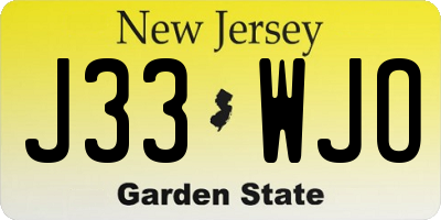 NJ license plate J33WJO