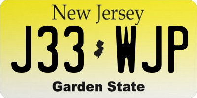 NJ license plate J33WJP