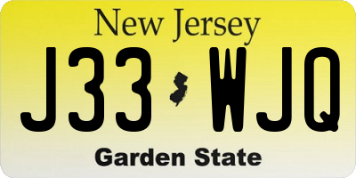NJ license plate J33WJQ