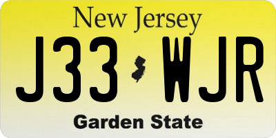 NJ license plate J33WJR