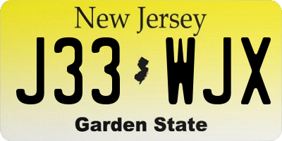 NJ license plate J33WJX