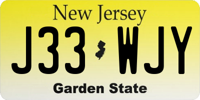 NJ license plate J33WJY