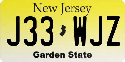 NJ license plate J33WJZ